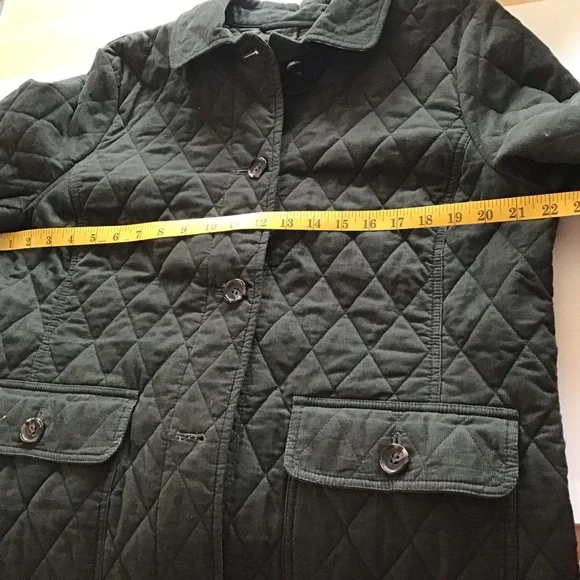 Talbots XL Women’s Quilted Jacket Corduroy Hunter Green Barn/Fisherman Core - Picture 16 of 16